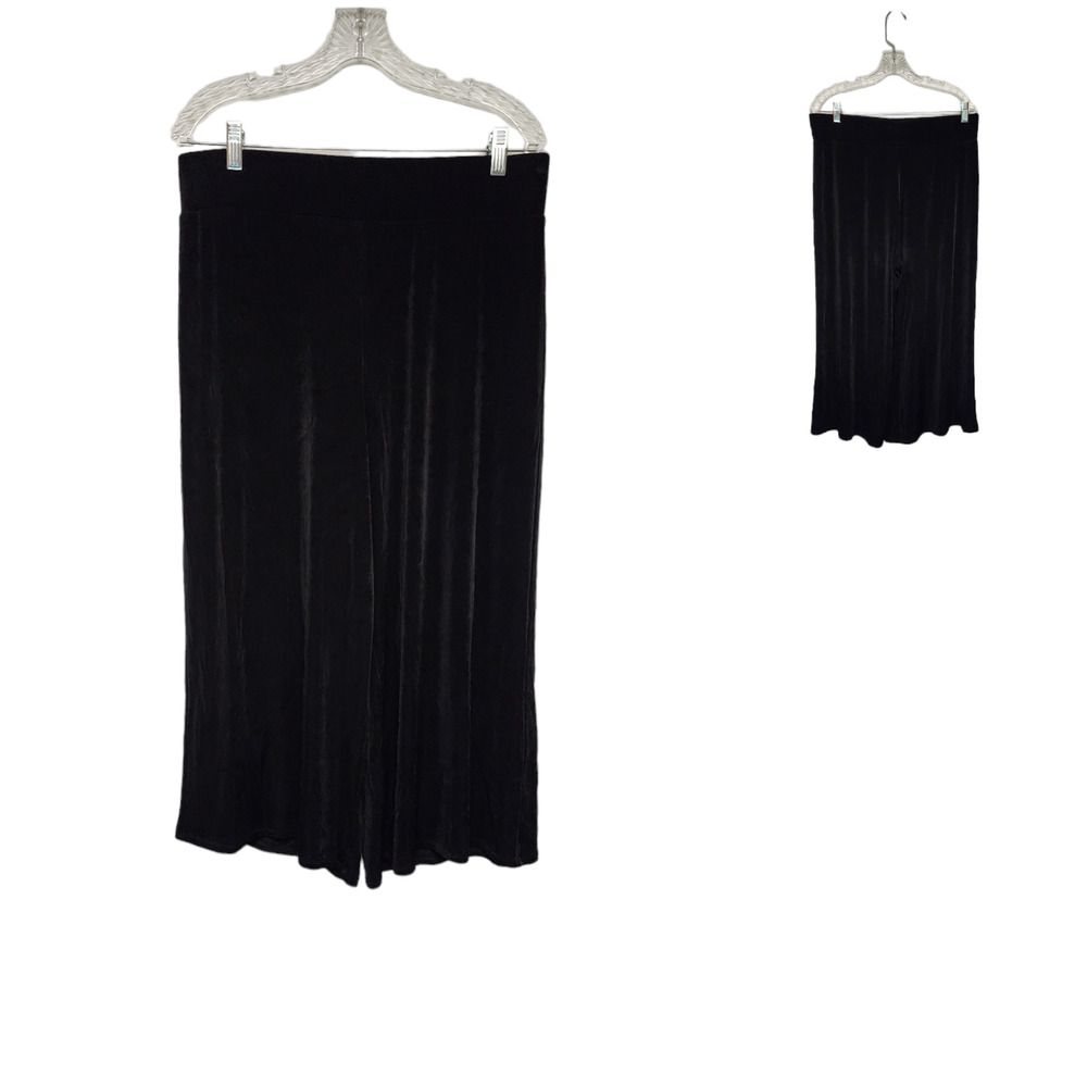 Chico's Travelers Velvet Crop Wide-Leg Black Pants Size 3 (XL-20)